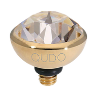 swarovski crystal bottone gold topper screw on inerchangeable jewelry piece for qudo jewelry