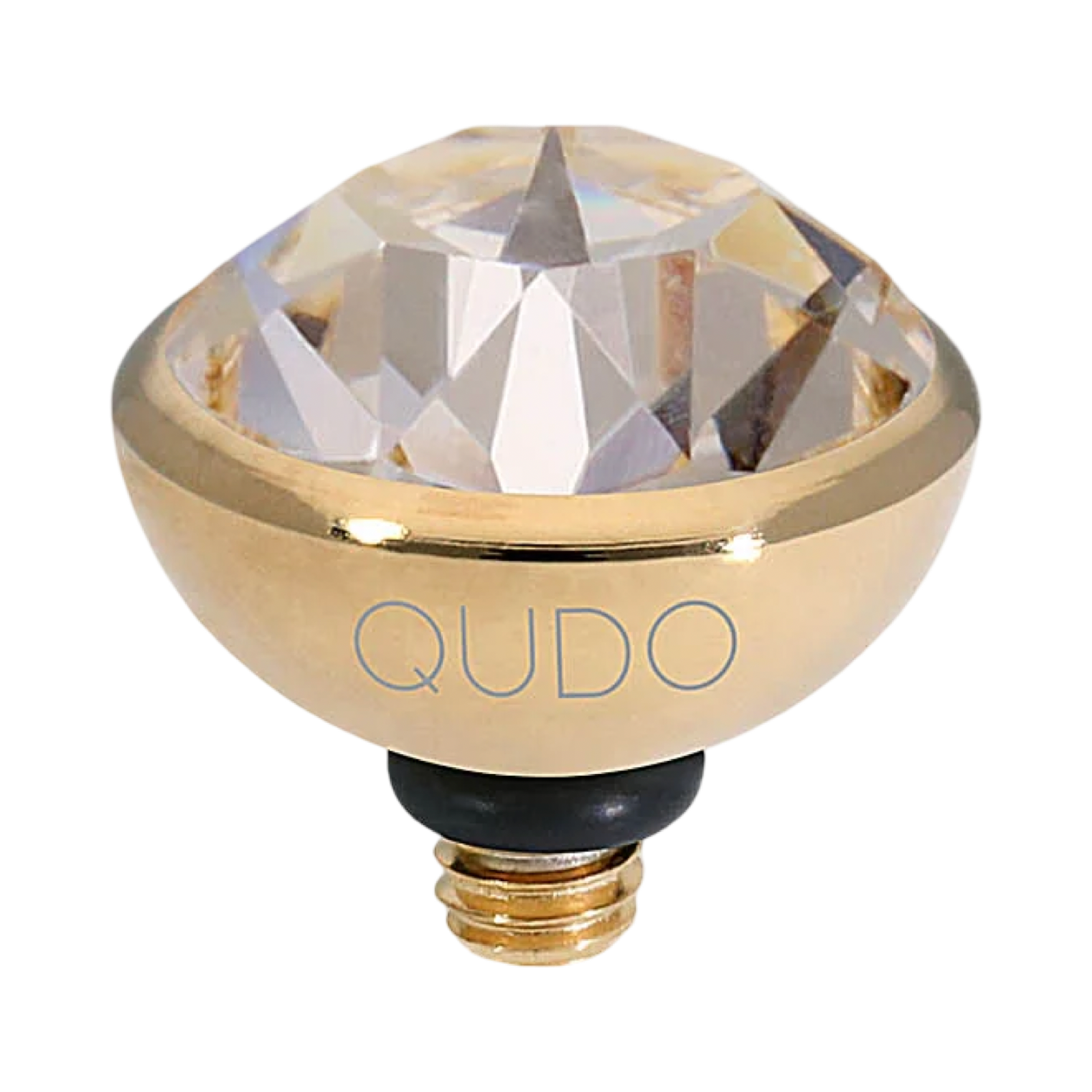 swarovski crystal bottone gold topper screw on inerchangeable jewelry piece for qudo jewelry