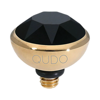 jet swarovski crystal in gold setting topper for qudo interchangeable jewelry