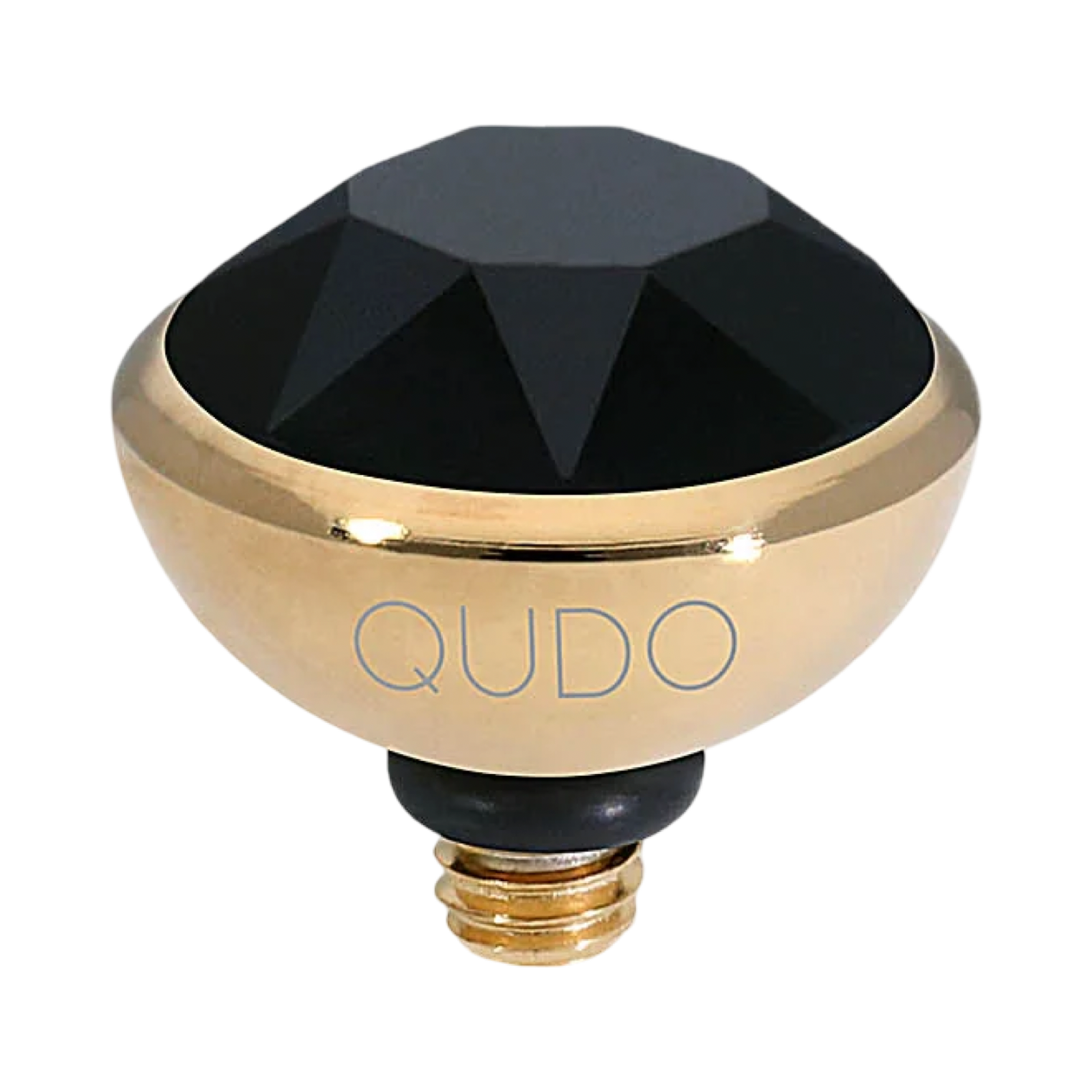 jet swarovski crystal in gold setting topper for qudo interchangeable jewelry