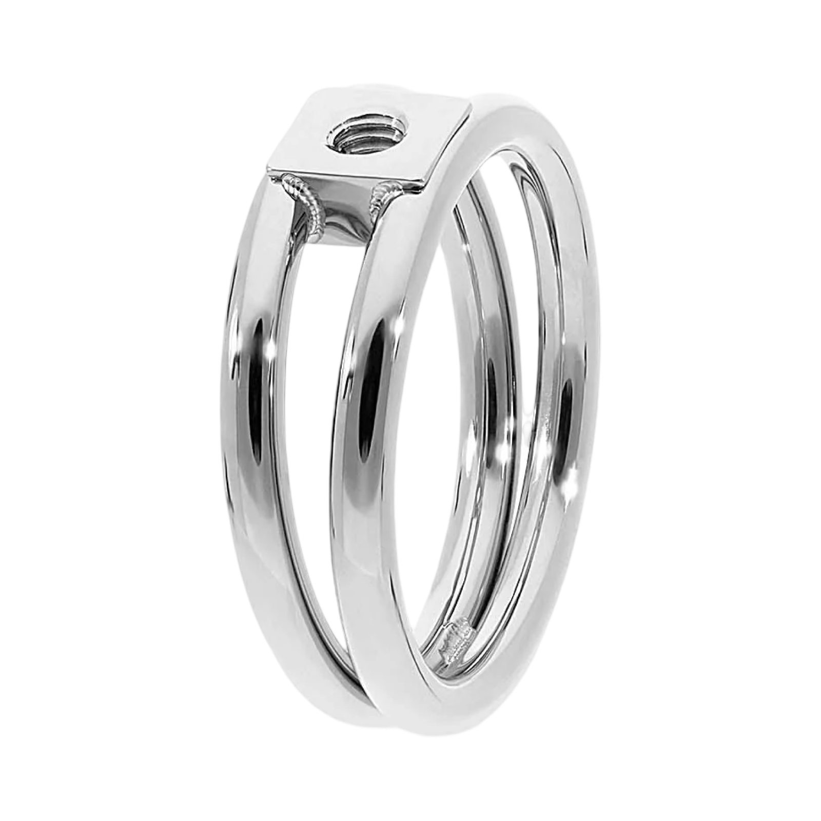 Silver ring on a white background