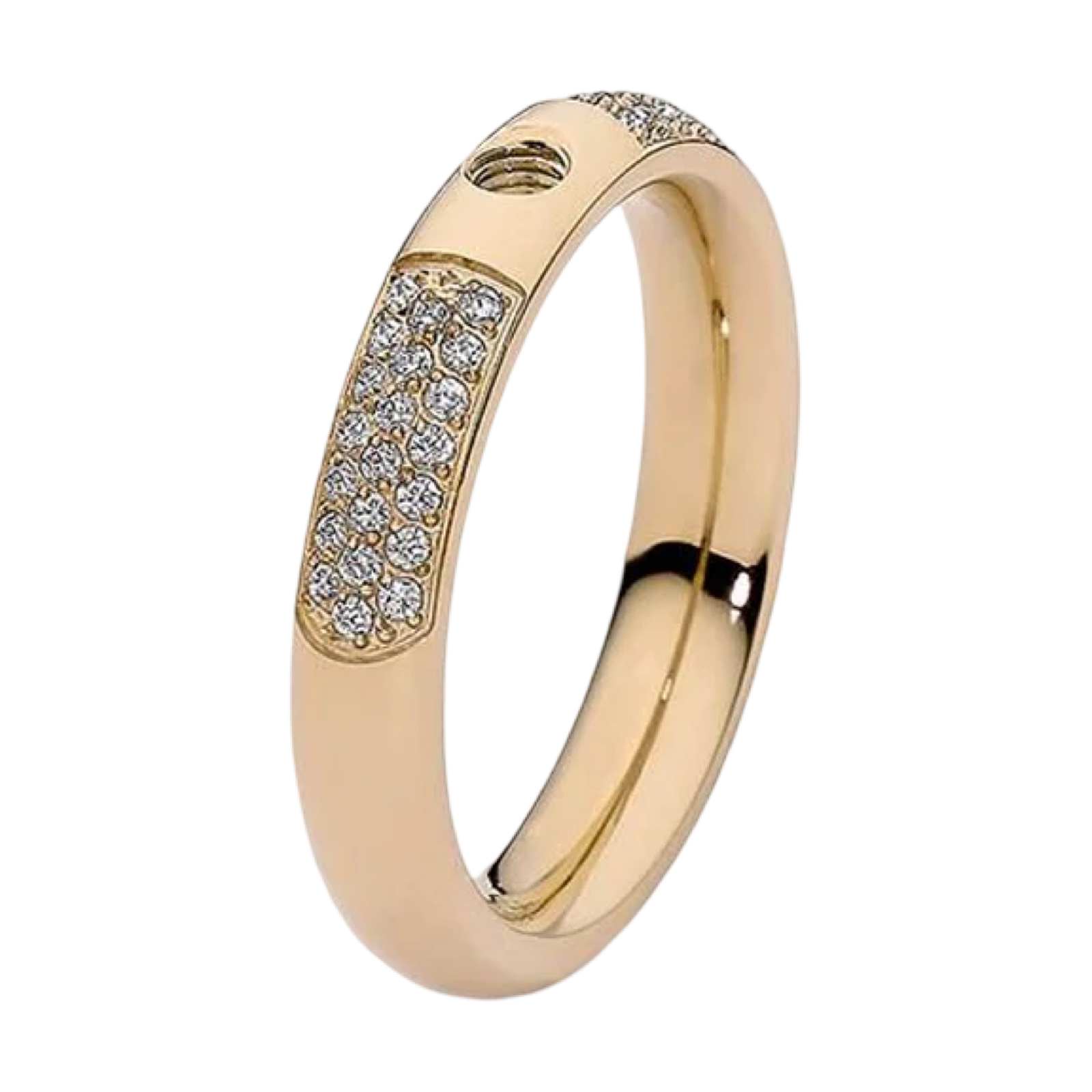 Qudo jewelry, Qudo gold ring, Qudo Deluxe Small ring, interchangeable topper ring, gold stainless steel band, European jewelry design, customizable gold jewelry, Qudo interchangeable system, boutique jewelry ring, Oh Meredith jewelry