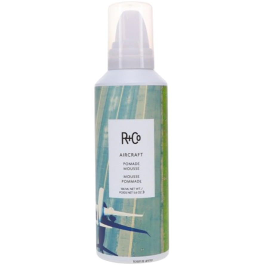 R+Co AIRCRAFT mousse, pomade mousse hybrid, second day hair texture product, styling mousse for texture, separation and body mousse, tousled hair styling product, flexible hold pomade, hair mousse for definition, lightweight pomade for volume, texturizing mousse for all hair types


