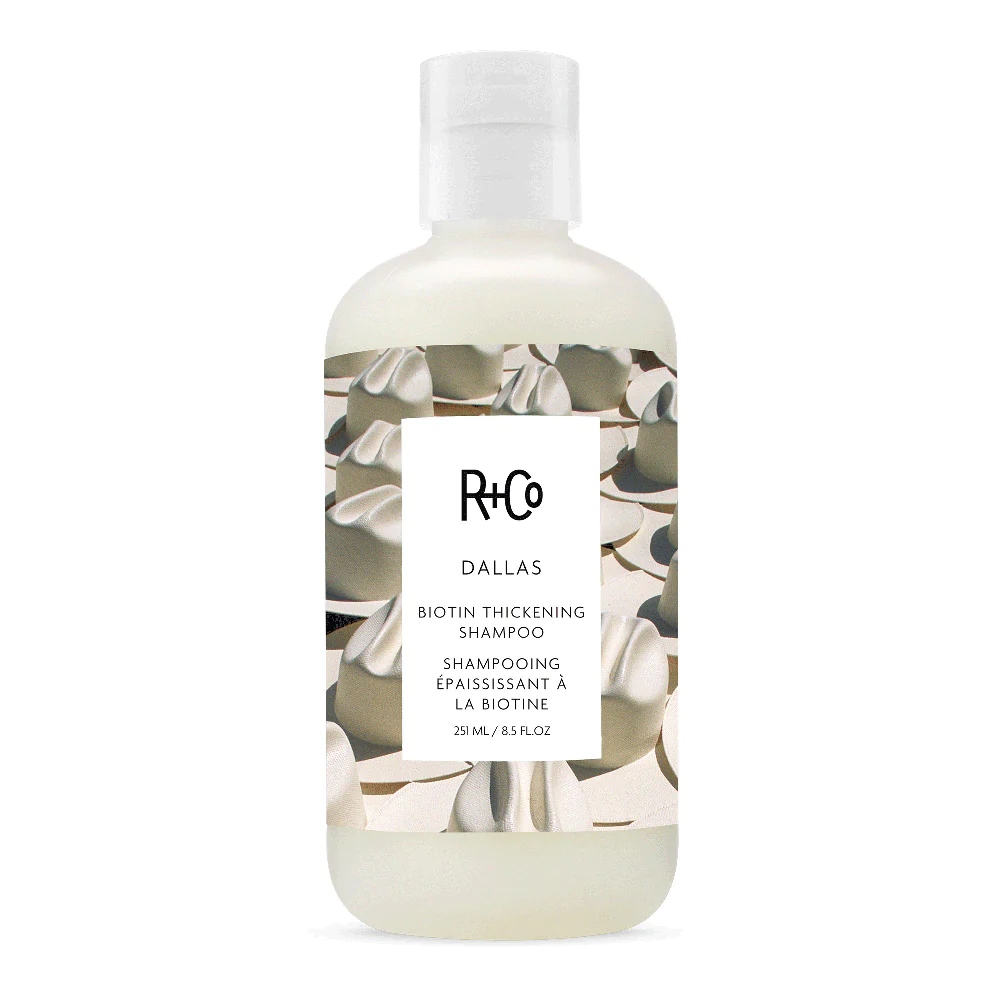 R+Co DALLAS shampoo, thickening shampoo for fine hair, volumizing shampoo for thin hair, root-lifting shampoo, shampoo for body and fullness, hair thickener shampoo, strengthening shampoo for flat hair, sulfate-free volume shampoo, biotin-rich shampoo, fuller hair shampoo