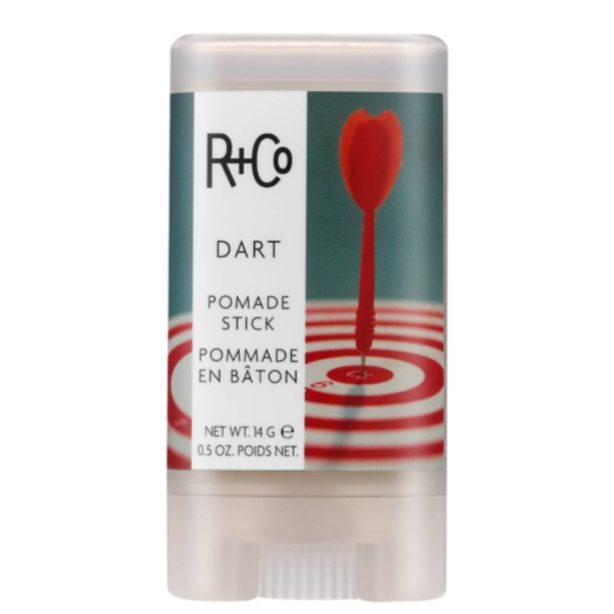 R+Co DART pomade stick, flyaway hair tamer, travel hair pomade, styling stick for texture, sculpting hair pomade, sleek hair finisher, compact pomade for touch-ups, hair styling stick for women, R+Co finishing product, pomade for edges and control