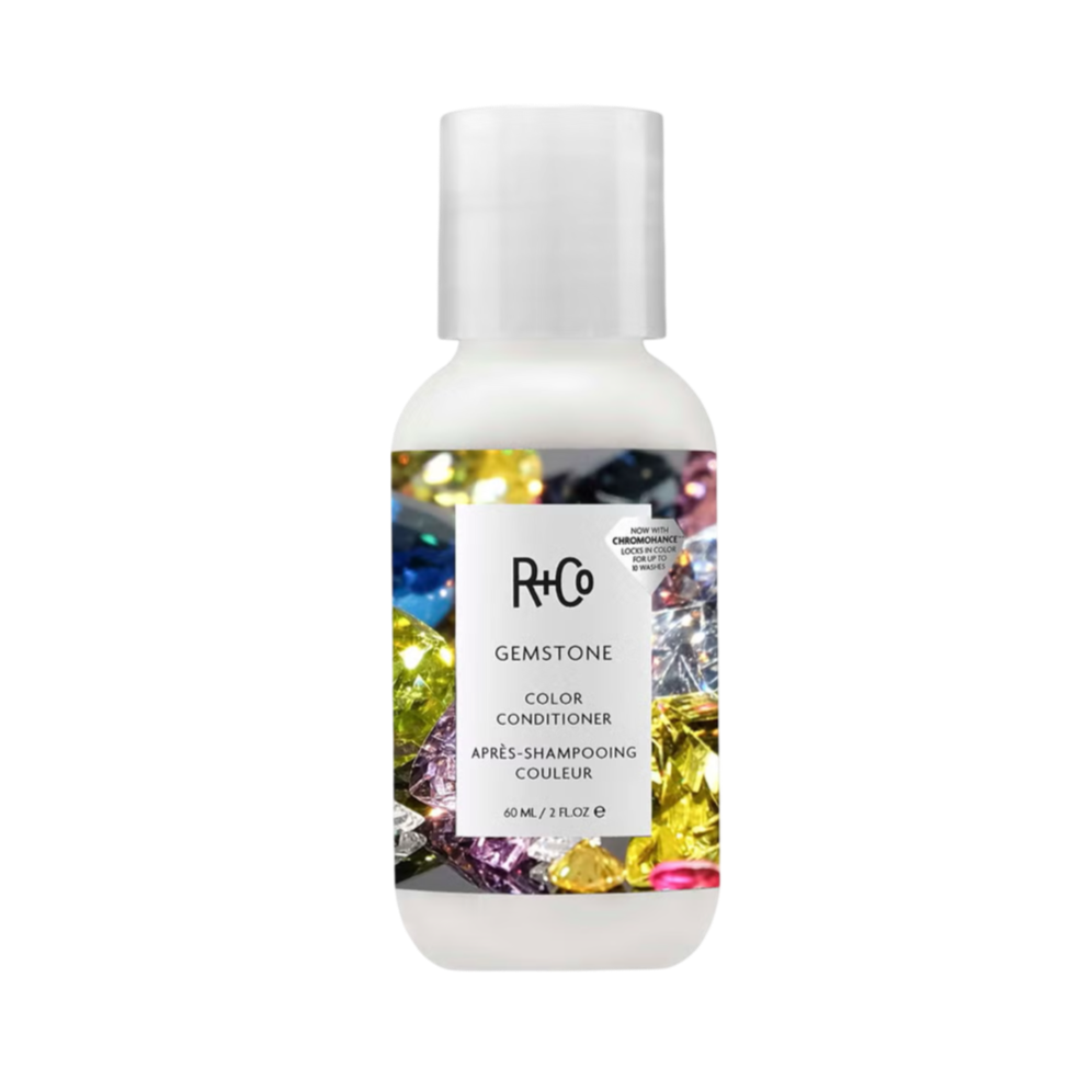 R+Co Gemstone conditioner mini, travel size conditioner for color-treated hair, color-safe conditioner, sulfate-free mini conditioner, R+Co travel essentials, Gemstone color care, mini hair conditioner, travel haircare, vegan conditioner travel size, color lock conditioner