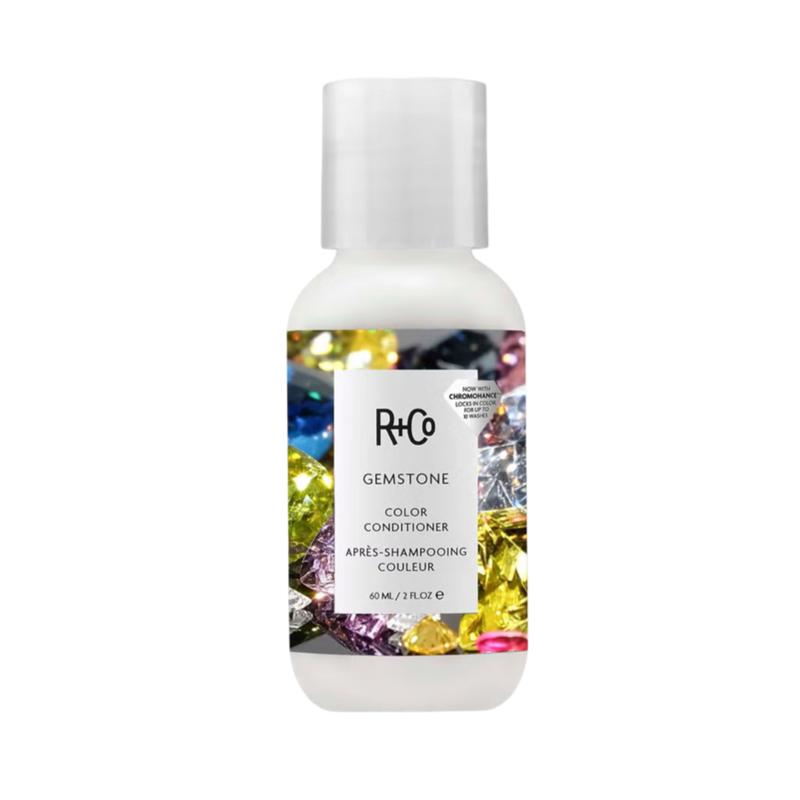 R+Co Gemstone conditioner mini, travel size conditioner for color-treated hair, color-safe conditioner, sulfate-free mini conditioner, R+Co travel essentials, Gemstone color care, mini hair conditioner, travel haircare, vegan conditioner travel size, color lock conditioner