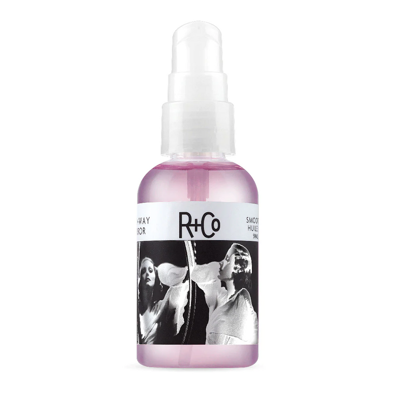 R+Co smoothing oil, TWO-WAY MIRROR hair oil, shine-boosting hair product, frizz control hair oil, lightweight hair serum, hair oil for glossy finish, anti-frizz styling oil, reflective shine hair treatment, smoothing oil for all hair types, weightless hair oil