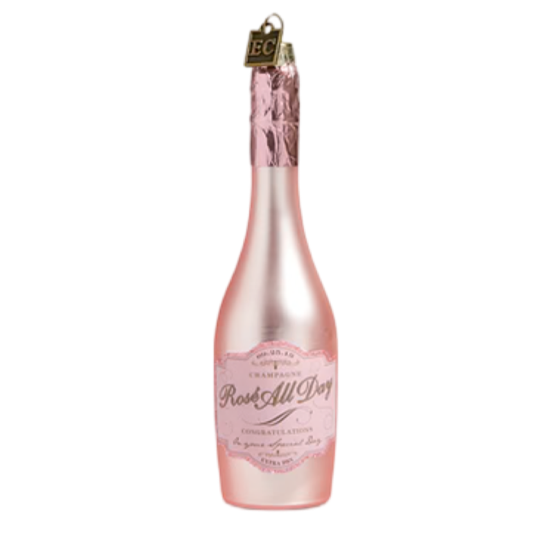 Raz Imports Rose All Day Ornament Pink Champagne Christmas