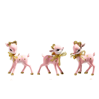 Retro Deer Ornament Raz Imports Pink Gold Bows