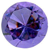 Purple gemstone with clear facets on a white background