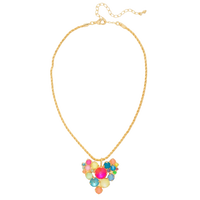 Sorrelli Jolie Heart Pendant Necklace with a multicolored crystal cluster on a sleek snake chain