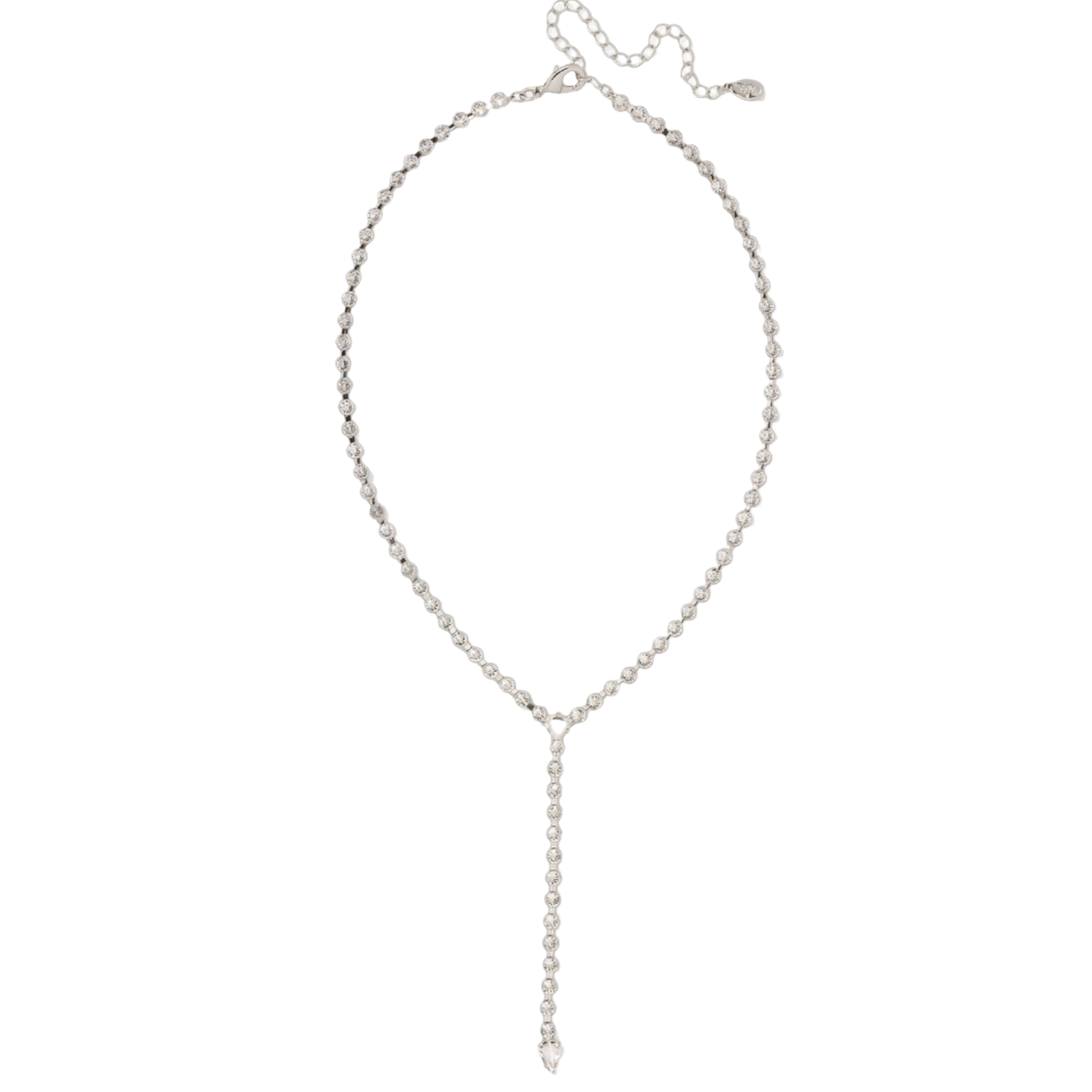 Sorrelli Lena Lariat Long Necklace with crystal accents in a silver-tone finish
