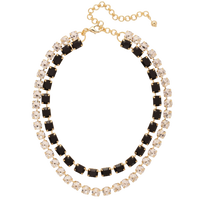 Sorrelli Marci Tennis Necklace in black with emerald-cut and round-cut crystal rows