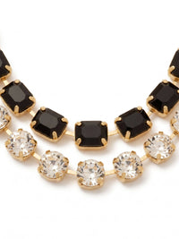 Sorrelli Marci Tennis Necklace in black with emerald-cut and round-cut crystal rows