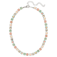 Sorrelli Matilda Choker Necklace with pastel and iridescent Rainbow Quartz crystals in a palladium-tone finish