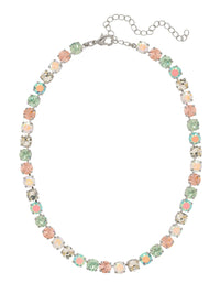 Sorrelli Matilda Choker Necklace with pastel and iridescent Rainbow Quartz crystals in a palladium-tone finish
