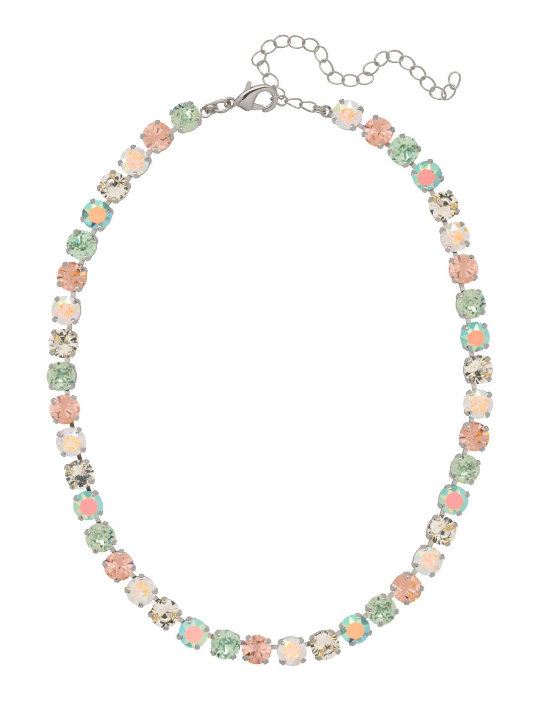 Sorrelli Matilda Choker Necklace with pastel and iridescent Rainbow Quartz crystals in a palladium-tone finish