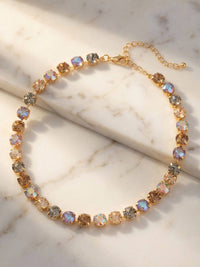Sorrelli Matilda Choker Necklace with warm brown Honey Bourbon crystals in a bright gold-tone finish