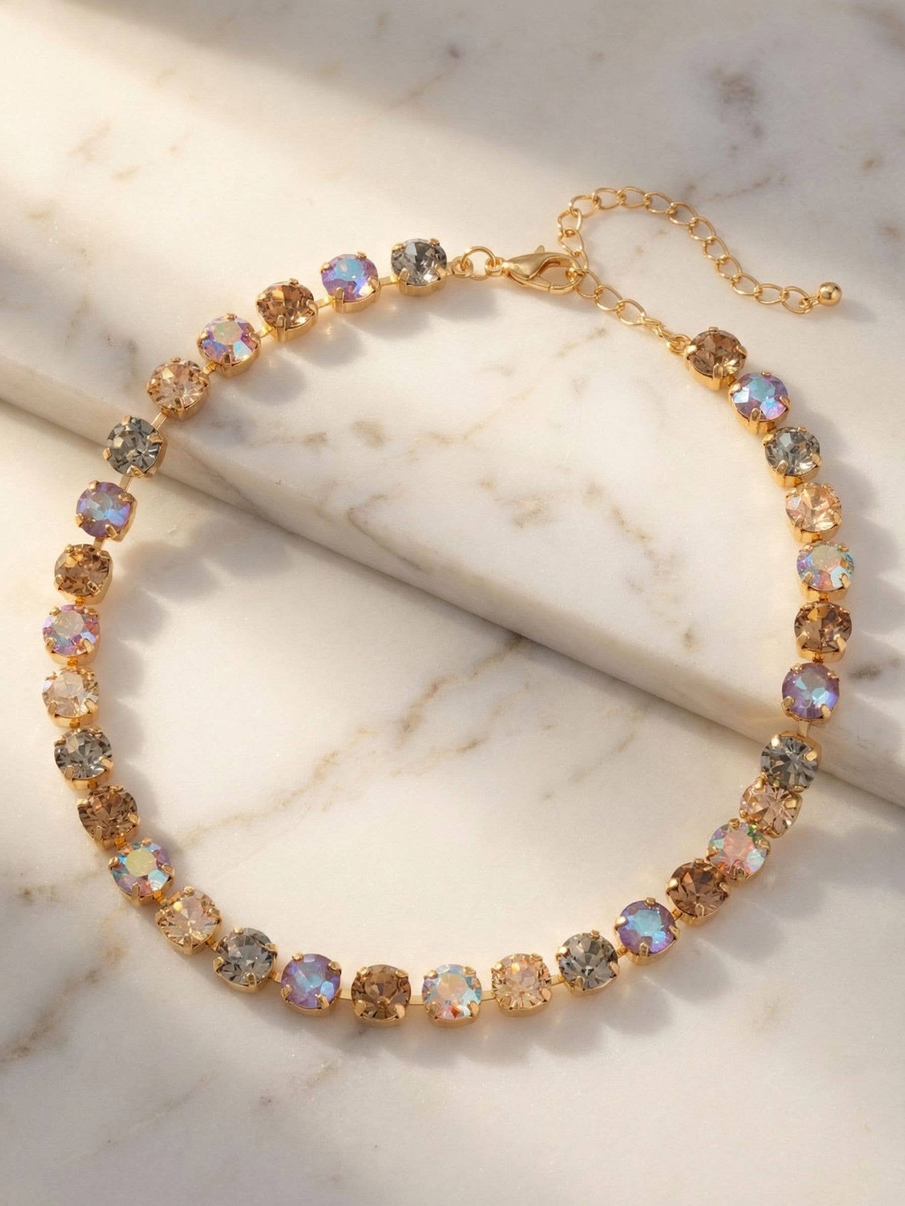 Sorrelli Matilda Choker Necklace with warm brown Honey Bourbon crystals in a bright gold-tone finish