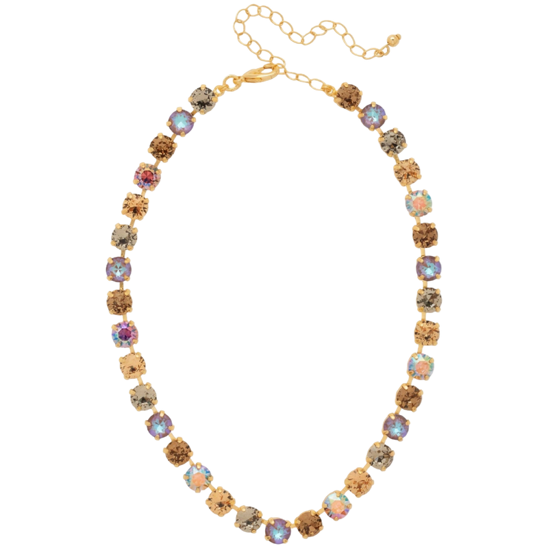 Sorrelli Matilda Choker Necklace with warm brown Honey Bourbon crystals in a bright gold-tone finish