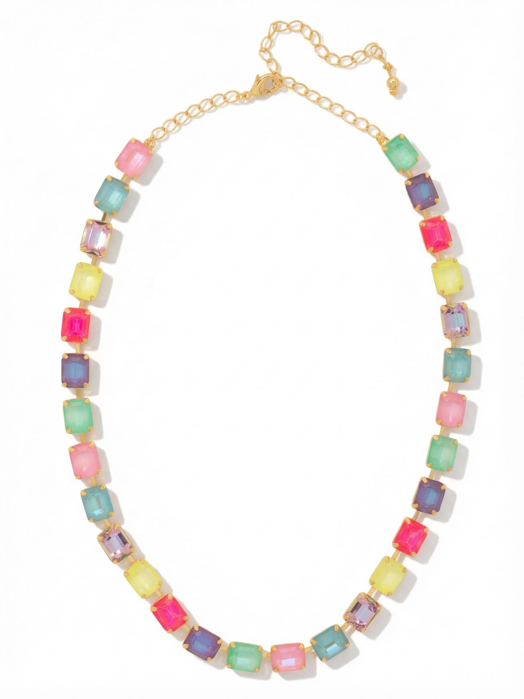 Necklace with colorful beads on a white background