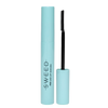 Mascara with blue tube and black brush on a white background