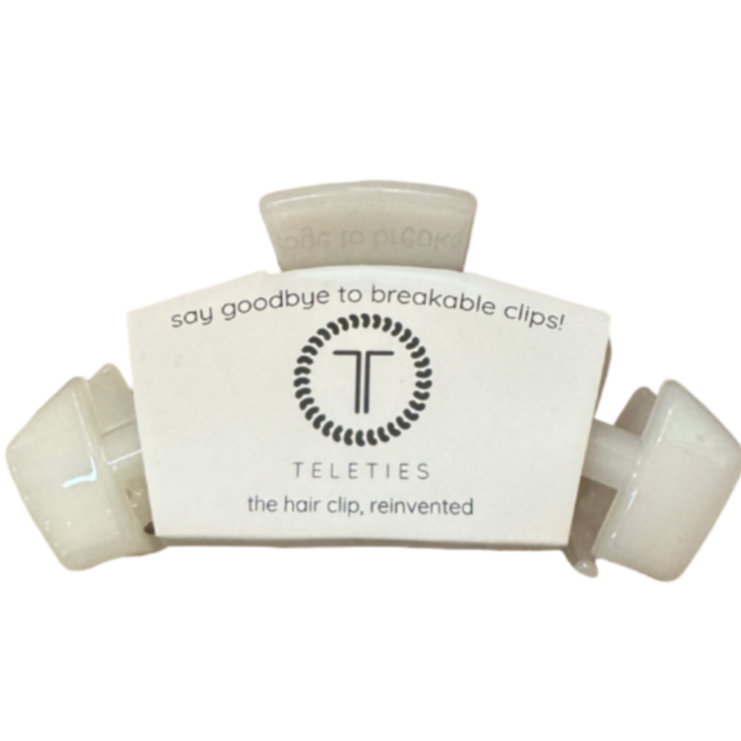 TELETIES Clip, coconut white hair clip, medium hair clip, flexible teeth hair clip, strong grip hair clip, thick to medium hair clip, durable hair clip, classic white clip

