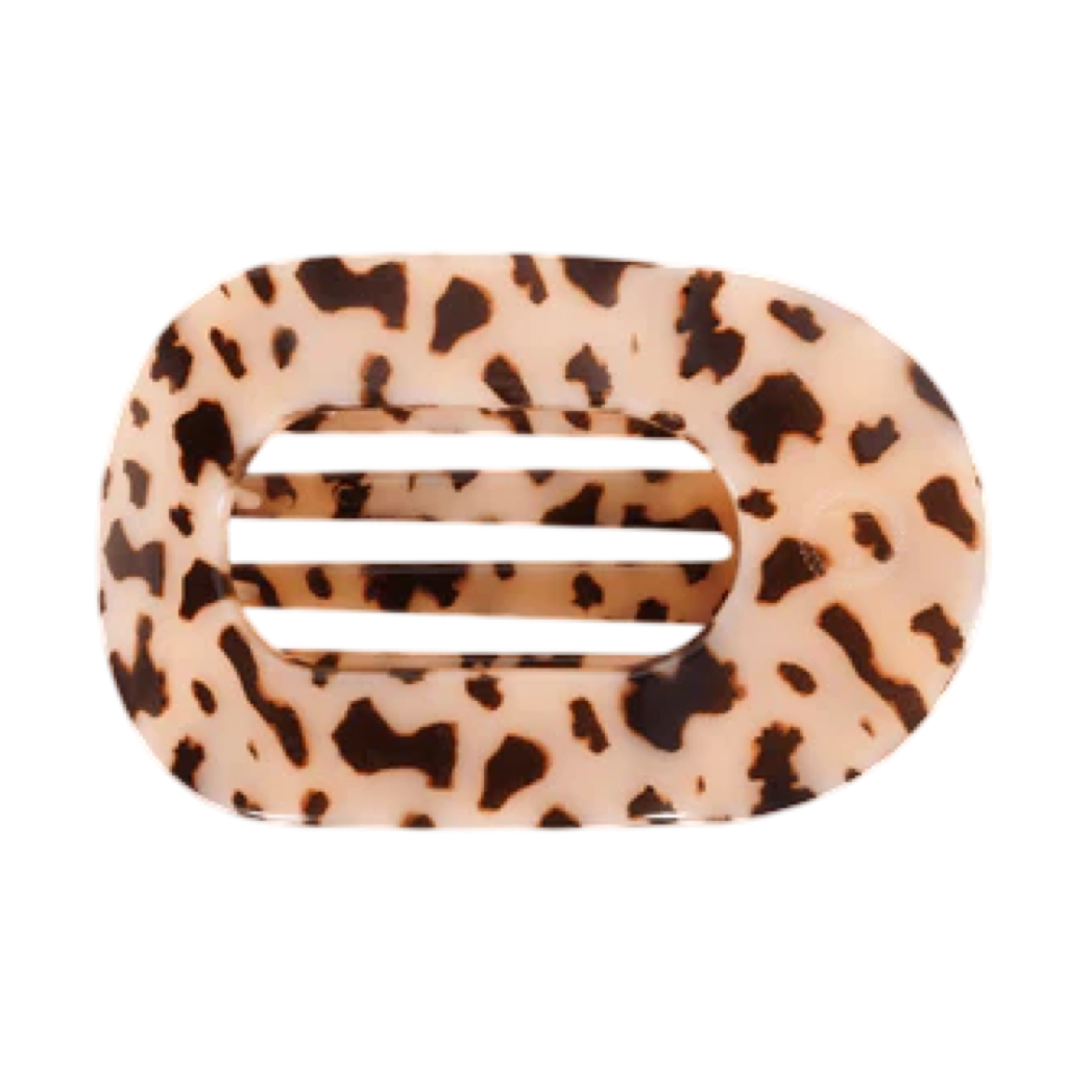 TELETIES hair clip, blonde tortoise hair clip, flat round hair clip, thick hair clip, unbreakable hair clip, yoga hair accessory, relaxing hair clip, stylish hair clip.