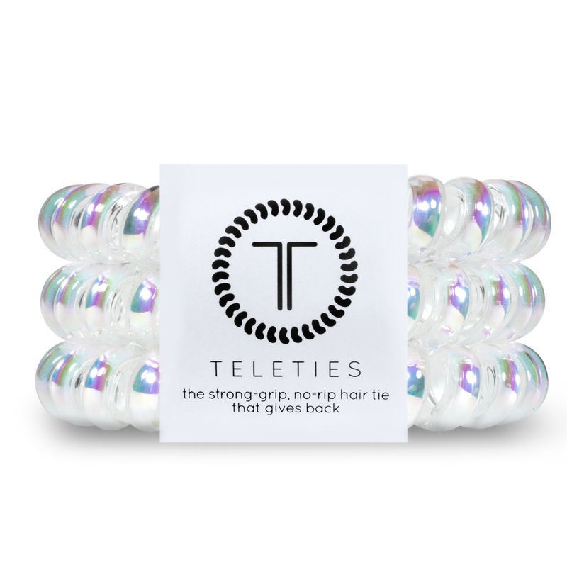 TELETIES hair ties, Peppermint hair ties, no-rip hair ties, large spiral hair coils, spiral hair ties, stylish hair accessories, hair ties that double as bracelets, durable hair ties, 