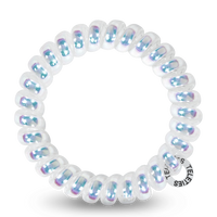 TELETIES hair ties, Peppermint hair ties, no-rip hair ties, large spiral hair coils, spiral hair ties, stylish hair accessories, hair ties that double as bracelets, durable hair ties, peppermint-colored hair ties, hair ties for thick hair.