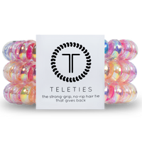TELETIES, large hair coils, glitter hair ties, no-rip hair ties, hair tie bracelet, strong grip hair ties, stylish hair accessories, hair ties set of 3, glitter hair accessories, durable hair ties, thick hair hair ties, comfortable hair ties
