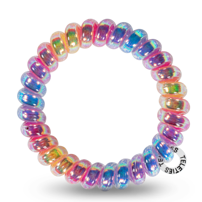TELETIES, large hair coils, glitter hair ties, no-rip hair ties, hair tie bracelet, strong grip hair ties, stylish hair accessories, hair ties set of 3, 