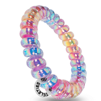 TELETIES, large hair coils, glitter hair ties, no-rip hair ties, hair tie bracelet, strong grip hair ties, stylish hair accessories, hair ties set of 3, 