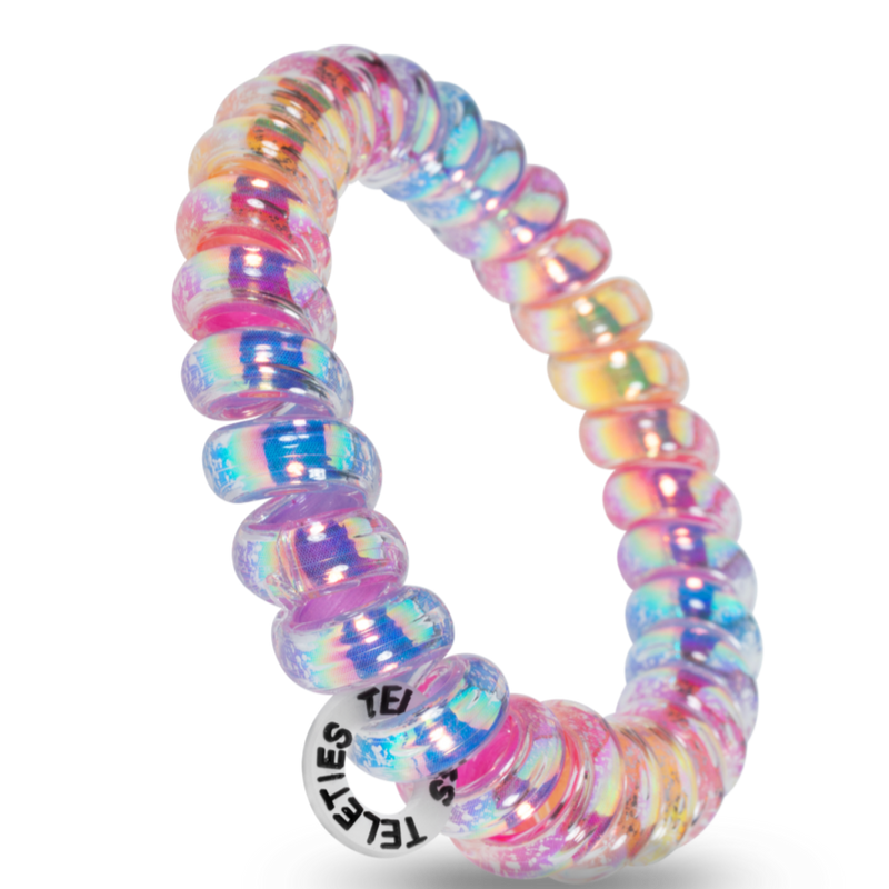 TELETIES, large hair coils, glitter hair ties, no-rip hair ties, hair tie bracelet, strong grip hair ties, stylish hair accessories, hair ties set of 3, 