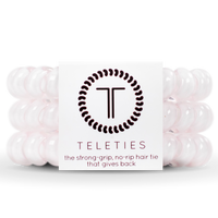 TELETIES, large hair coils, no-rip hair ties, hair tie bracelet, strong grip hair ties, stylish hair accessories, durable hair ties, hair ties set of 3, thick hair hair ties, comfortable hair ties, everyday hair ties, fashion hair ties