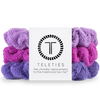TELETIES, terry cloth scrunchies, wet hair, dry hair, frizz-free hair, post-swim, shower hair accessory, beach hair, hair care, soft hair tie, purple scrunchies, pink scrunchies, secure hold, hair breakage prevention, hair care accessory.

