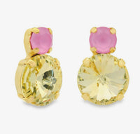 TOVA Baby Maegan Earrings, TOVA Lemon Fairy Dust earrings, handmade Swarovski crystal earrings, Swarovski crystal earrings, yellow crystal earrings, lemon yellow jewelry, colorful statement earrings, TOVA jewelry, handmade jewelry, sparkly earrings, colorful earrings, boutique jewelry, gift for her, summer jewelry, vacation earrings, women’s accessories, Oh Meredith jewelry