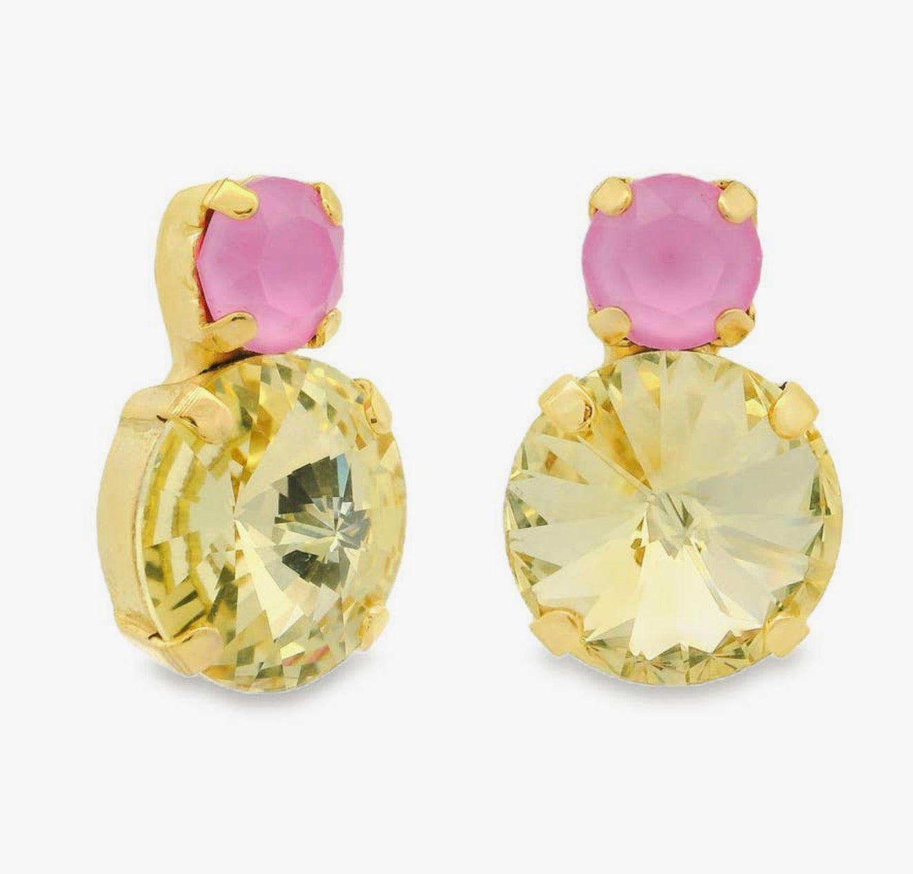 TOVA Baby Maegan Earrings, TOVA Lemon Fairy Dust earrings, handmade Swarovski crystal earrings, Swarovski crystal earrings, yellow crystal earrings, lemon yellow jewelry, colorful statement earrings, TOVA jewelry, handmade jewelry, sparkly earrings, colorful earrings, boutique jewelry, gift for her, summer jewelry, vacation earrings, women’s accessories, Oh Meredith jewelry