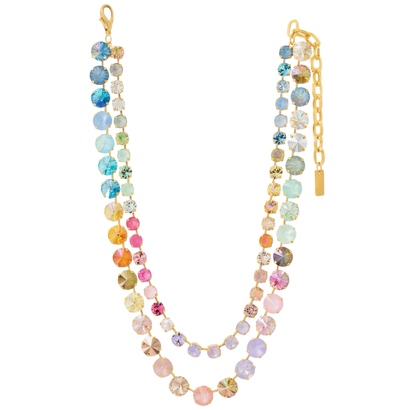 TOVA Gweneth Necklace, TOVA Fairy Dust necklace, handmade Swarovski crystal necklace, Swarovski crystal necklace, colorful crystal necklace, multicolor necklace, gold crystal necklace, layered necklace, statement necklace, TOVA jewelry, handmade jewelry, colorful jewelry, sparkly necklace, boutique jewelry, gift for her, women’s accessories, Oh Meredith jewelry