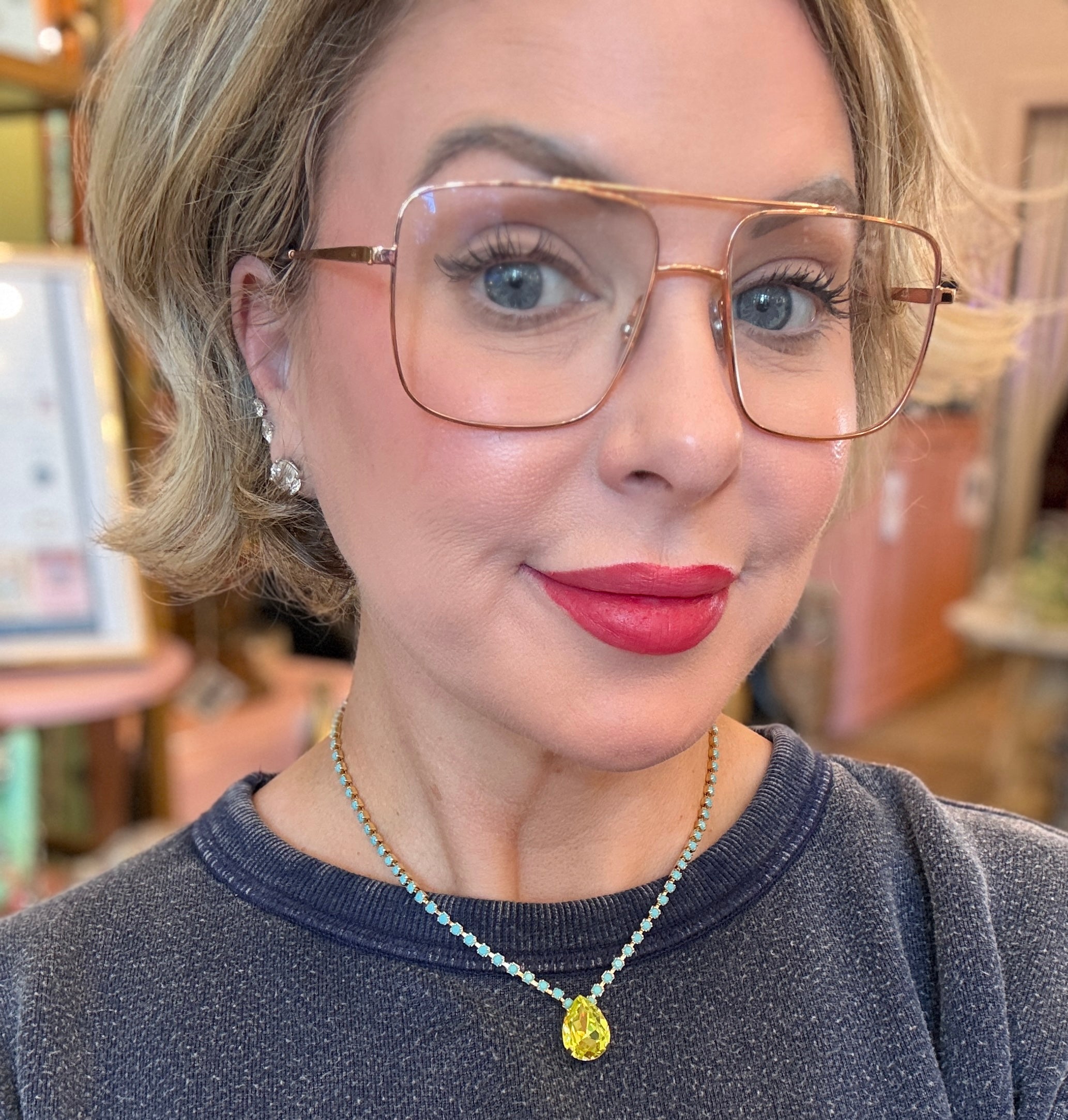 TOVA Milli Statement Necklace Chartreuse