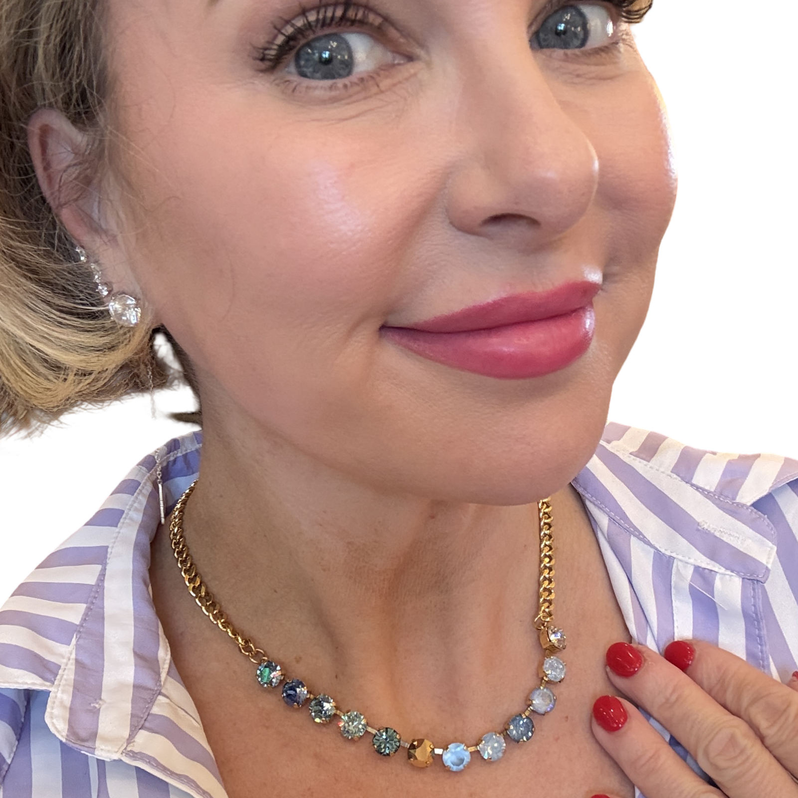 TOVA Mini Oakland Necklace, Skylie Mix necklace, colorful crystal necklace, TOVA jewelry, statement necklace, multicolor necklace, designer fashion jewelry, crystal chain necklace, boutique jewelry, layered necklace, colorful statement jewelry, gift for jewelry lover