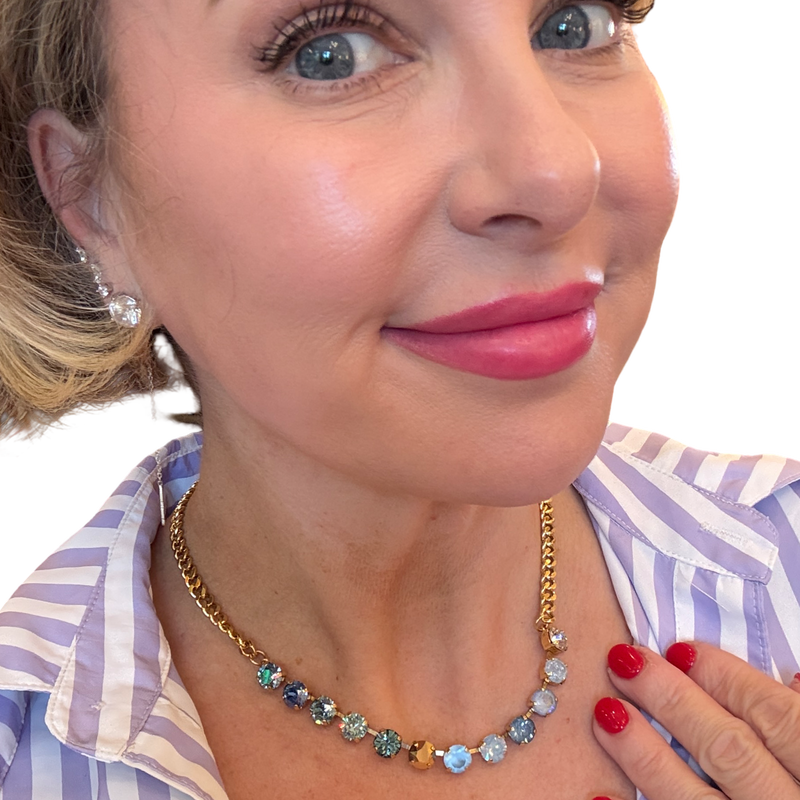TOVA Mini Oakland Necklace, Skylie Mix necklace, colorful crystal necklace, TOVA jewelry, statement necklace, multicolor necklace, designer fashion jewelry, crystal chain necklace, boutique jewelry, layered necklace, colorful statement jewelry, gift for jewelry lover