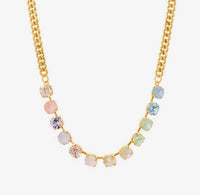 TOVA Mini Oakland Necklace, TOVA Fairy Dust necklace, colorful crystal necklace, petite crystal necklace, multicolor necklace, gold crystal necklace, layered necklace, TOVA jewelry, colorful jewelry, everyday necklace, sparkly necklace, crystal jewelry, boutique jewelry, gift for her, playful jewelry, women’s accessories, Oh Meredith jewelry