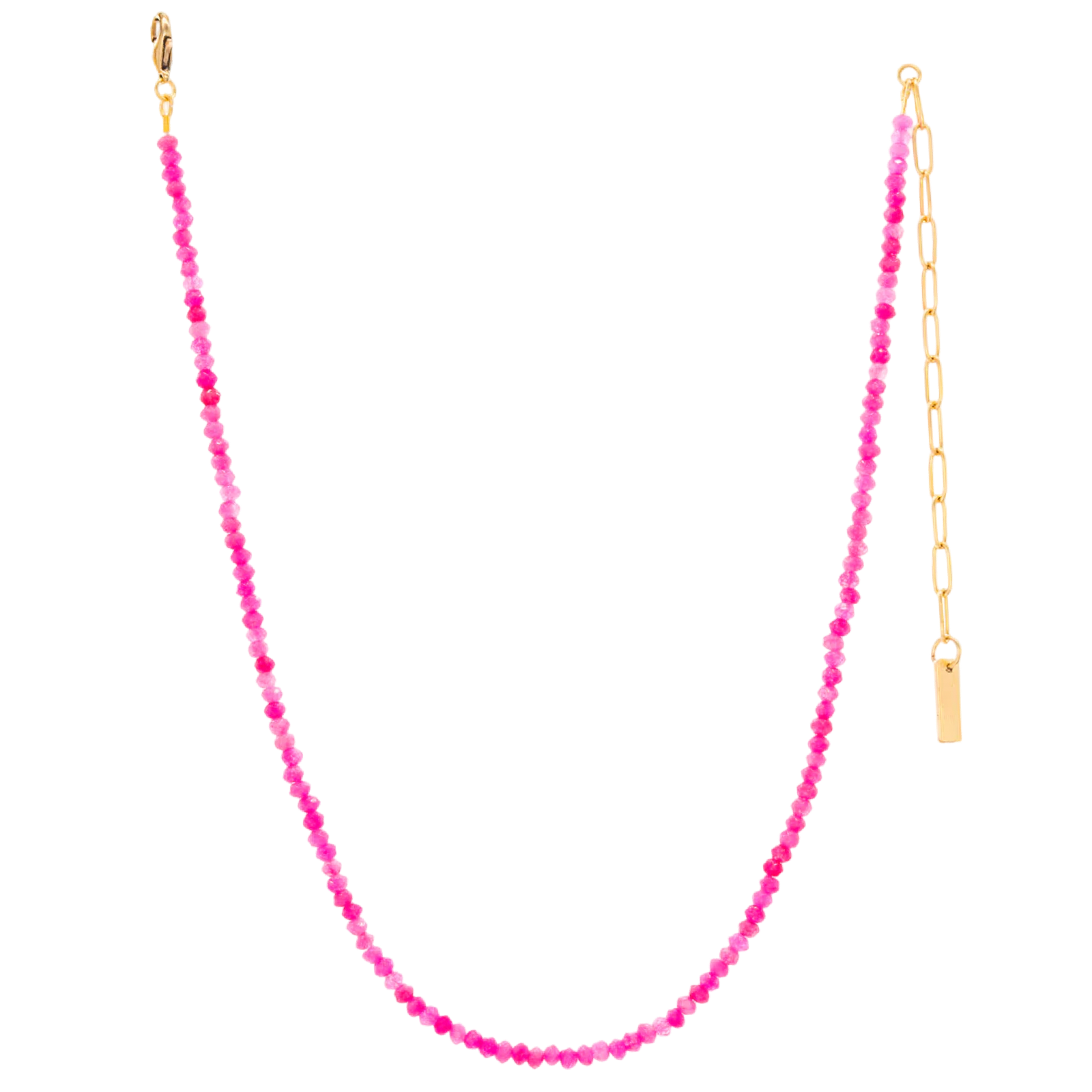 TOVA Padme necklace, hot pink necklace, pink beaded necklace, statement necklace, colorful jewelry, gold necklace, layered necklace, TOVA jewelry, handmade jewelry, Canadian jewelry, boutique jewelry, fashion jewelry, gift for her