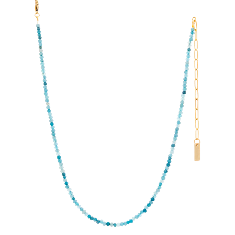 TOVA Padme necklace, teal necklace, teal beaded necklace, statement necklace, colorful jewelry, gold necklace, layered necklace, TOVA jewelry, handmade jewelry, Canadian jewelry, boutique jewelry, teal jewelry, gift for her