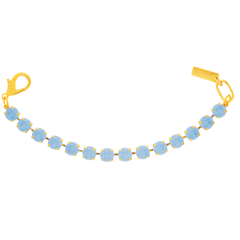 TOVA bracelet, Izzy bracelet, light sapphire bracelet, blue crystal bracelet, matte crystal bracelet, antique gold bracelet, stackable bracelet, TOVA jewelry, handmade jewelry, Canadian jewelry, blue gemstone bracelet, boutique jewelry, gift for her