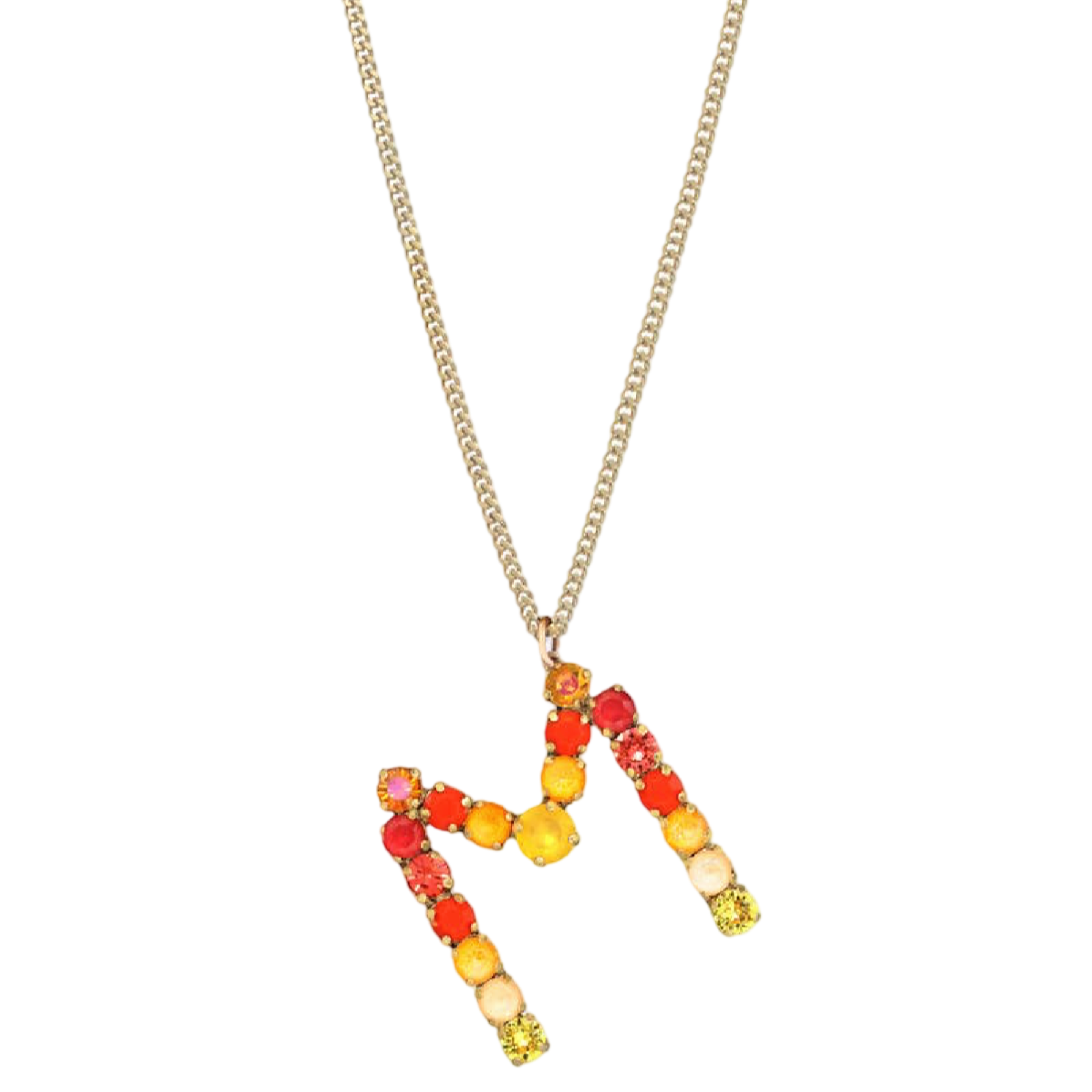 Necklace with colorful beads on a white background