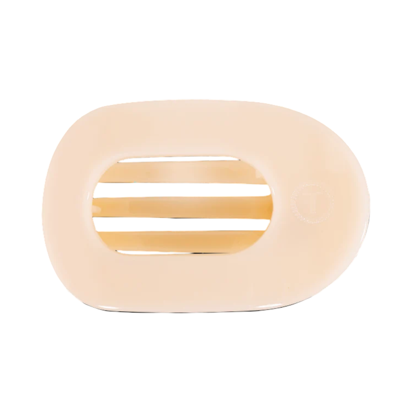 Beige hair clip with a rectangular design on a white background