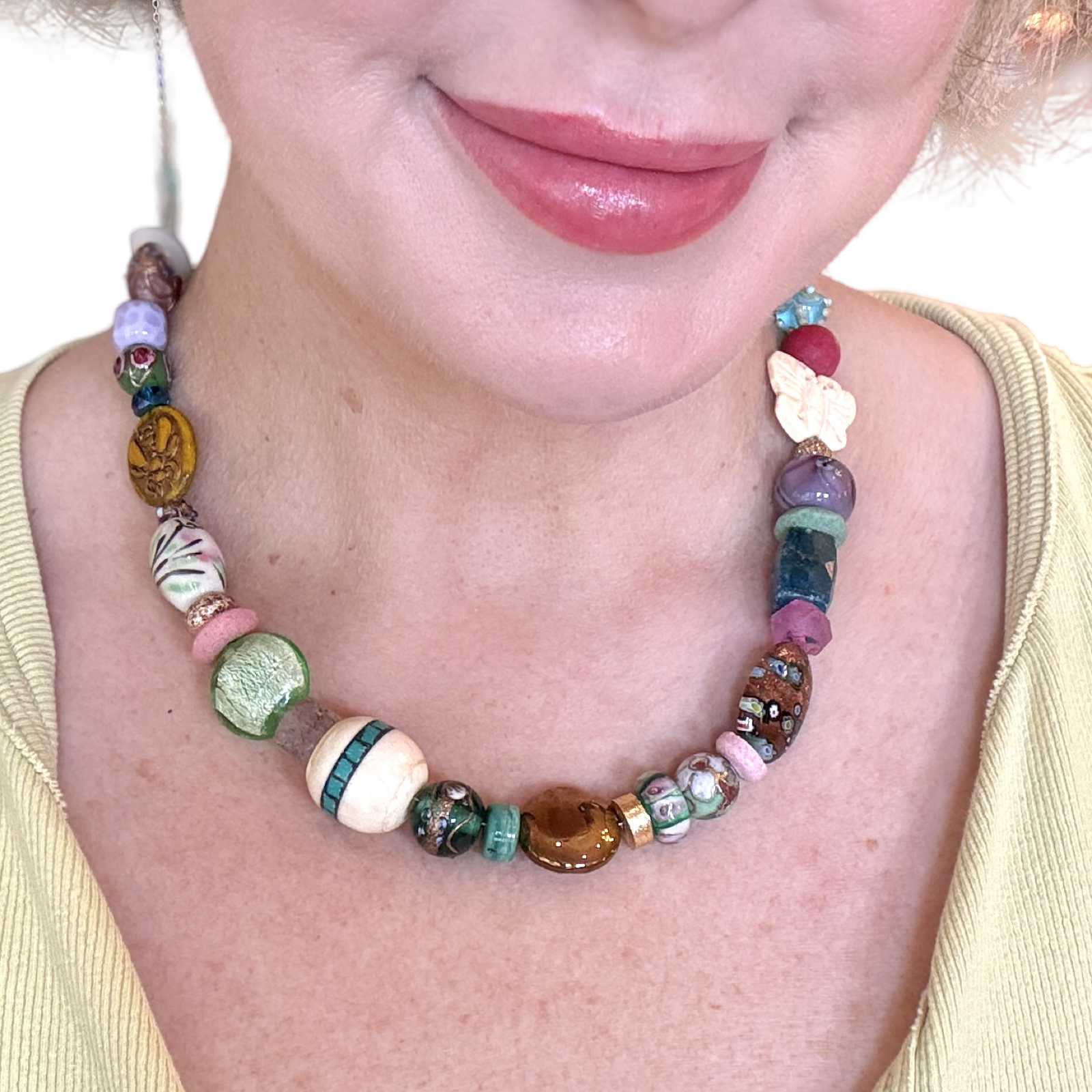 The Secret Garden Necklace | One-of-a-Kind Artisan Beaded Statement Necklace